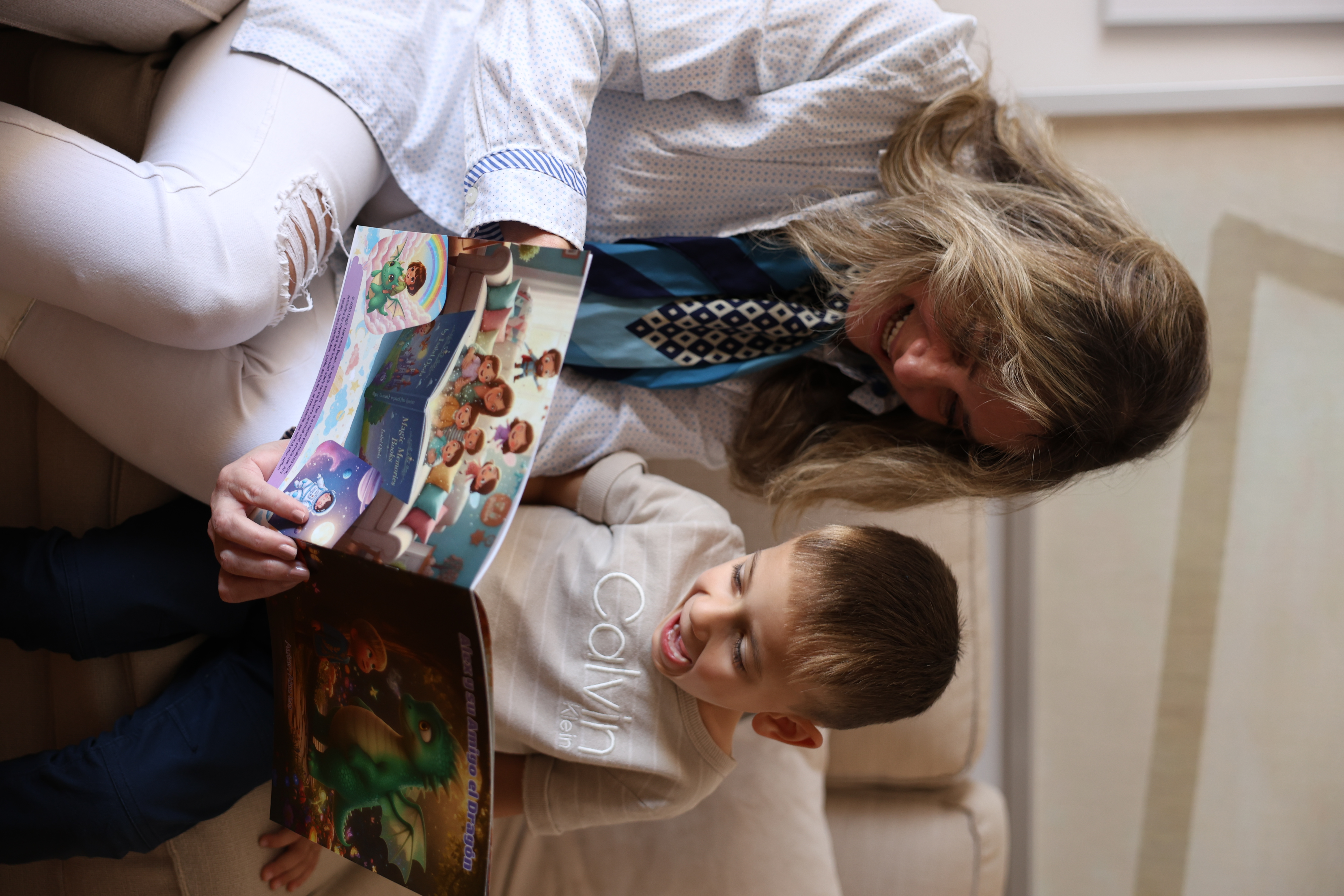 Mom reading a personalized magic story to her child